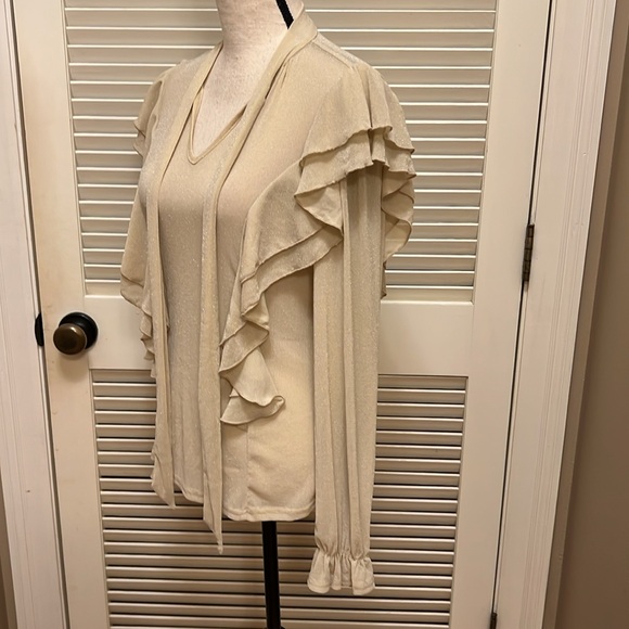 Luxe Always Blouse in Beige, Size Small, NWT - Picture 8 of 16